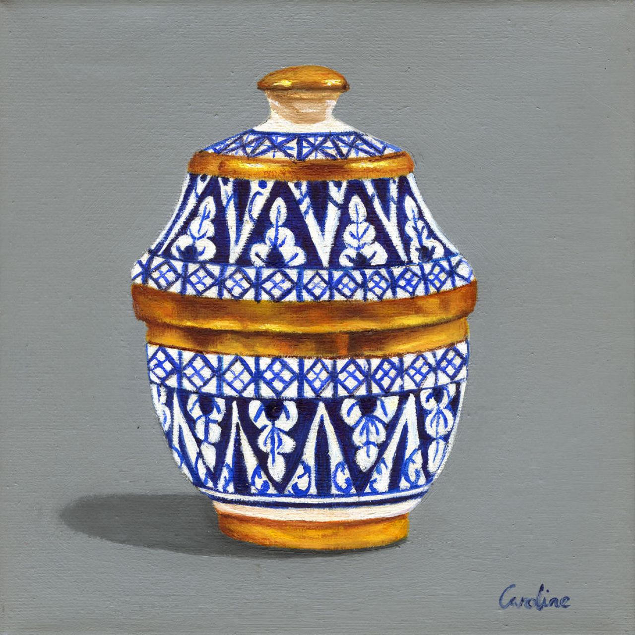 Gold Rimmed Jobanna Pot by Caroline Canessa